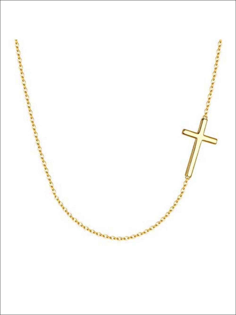 Dainty 925 Sterling Silver Sideways Cross Choker Necklace Minimalist